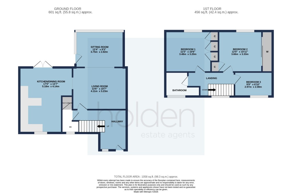 Floorplans For Southey Close, Heybridge, Maldon, Essex, CM9 4YW