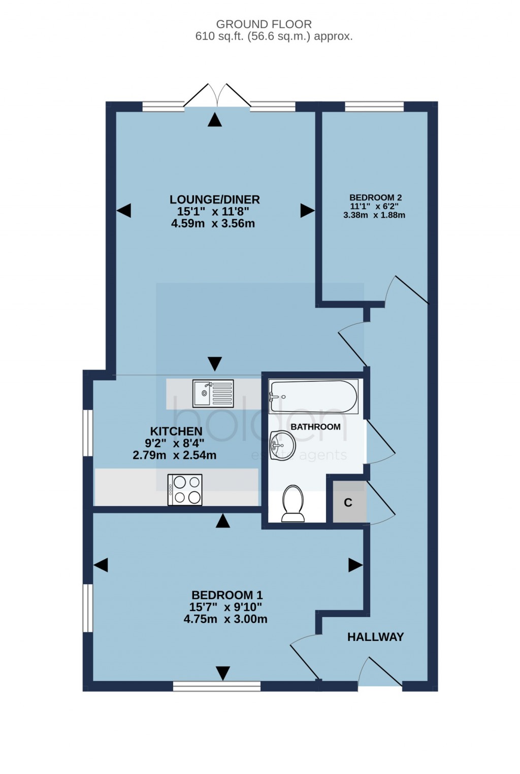 Floorplans For Brights Path Almshouses, High Street, Maldon